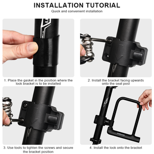 Antivol en U RIDERACE pour VTT, vélos de route, motos et vélos électriques – Sécurité renforcée, résistant aux rayures, en PVC, antivol robuste - Product Image 4
