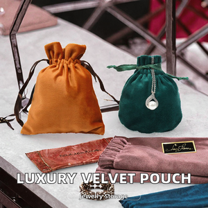 Luxury Robben Multicolor Soft Customizable Jewelry Gift <b>Bag</b> Velvet Flannel Pouch <b>Drawstring</b> <b>Makeup</b> Oval Shape jewelry pouch - Product Image 2