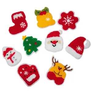 New Design Sew on Santa Claus Patches Embroidered Chenille Christmas Patches Applique