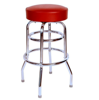 Tabouret de bar pivotant à 360 degrés moderne, base chromée, revêtement en cuir PVC rond, rembourrage en éponge, hauteur de comptoir, chaise de bar en métal pour hôtel