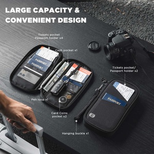 TPW104 Custom Oxford Cloth Zip Bifold <span class=keywords><strong>Document</strong></span> Sleeve Versátil RFID Blocking Travel Passport Holder con correa ajustable - Product Image 2