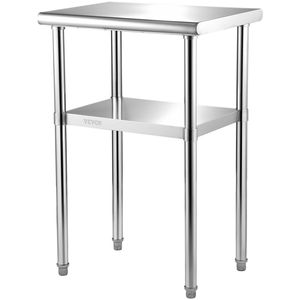 DB Wholesale Stainless Steel Prep Table, 24 x 18 x 36 Inch, 600lbs Load Capacity Heavy Duty Metal <b>Worktable</b> with Adjustable - Product Image 1