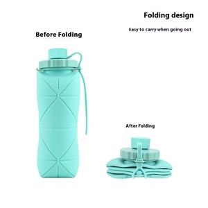 Botella de Agua de Silicona Económica al por Mayor, 600 ml, Diseño Plegable para Deportes Básicos y Uso Diario - Product Image 4