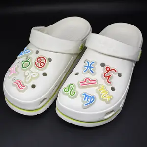 New Arrival the Zodiac Clog Charms Glow In The Dark Clog Sandals Decoration Astrology Clog Charms Pvc Shoes Charm For Diy Gift