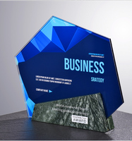 Trophée en cristal de verre pentagonal irrégulier, écologique, texte personnalisable, trophée en cristal K9