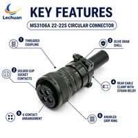 Connecteur circulaire MS3106A 22-22S série MIL-DTL-5015, 4 broches, fiche femelle droite, montage sur câble, pour la production d'énergie, l'exploitation minière, la soudure