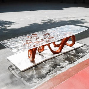Mesa de Té de Resina Estilo Dunhuang, Transparente, con Ondas de Agua, de Lujo, para Interiores - Product Image 4