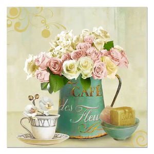 Ensemble <span class=keywords><strong>d</strong></span>'art mural sur toile encadré/sans cadre - Impressions de vase à fleurs roses vintage pour la <span class=keywords><strong>d</strong></span>écoration du salon et de la chambre à coucher - Product Image 3
