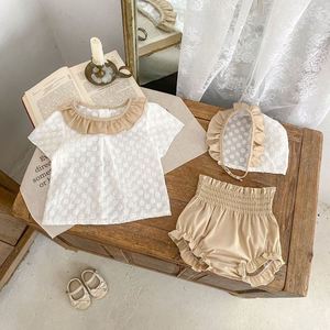 Engepapa Zomer Baby 3-delig Kledingset Meisje Elegant Kant Topje Shorts Peuter Katoenen Kledingset - Product Image 4