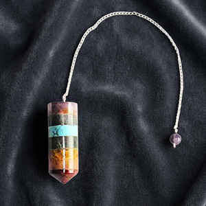 Péndulo de Radiestesia Cilíndrico de Ágata Bonded con Piedras de Chakra de Gemas Hechas a Mano al por Mayor para la Venta - Product Image 2