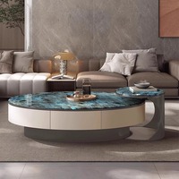 Ensemble de tables basses en marbre STG, combinaison pour salon, maison, style moderne, simple, ovale, créatif, table d'appoint haut de gamme, plateau en marbre