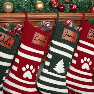 Tùy Chỉnh Bông Tuyết Dệt Kim Treo Vớ Cá Nhân Tên Giáng Sinh Vớ Lễ Hội Gia Đình Đảng Quà Tặng Với Da Vá - Product Image 2