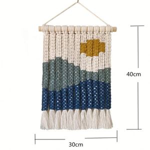 Tapiz de Pared Rectangular Bohemio de Macramé, Tejido a Mano con Patrón de Hojas Fluorescentes, Cuerda de Algodón Ecológica, Lavable, Decoración del Hogar - Product Image 5
