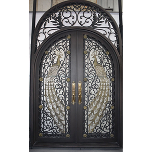 Latest House Main Gate Iron Grill Glass Steel Swing Graphic Design Modern Anti-theft Entry <b>Doors</b> Wrought Iron Exterior 5 Years - Product Image 1