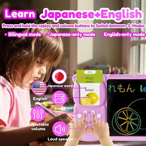 Cartes flash bilingues MoLingvora, tablette d'écriture LCD parlante sans <span class=keywords><strong>batterie</strong></span> pour enfants, jouet éducatif pour tout-petits, cadeau unisexe (rose japonais) - Product Image 2