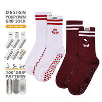 Chaussettes antidérapantes personnalisées avec logo pour femmes, chaussettes de yoga et de pilates respirantes en coton pour le printemps, chaussettes de sport