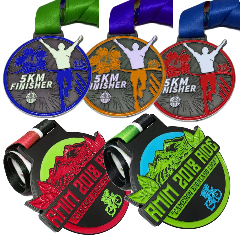 Medallion produttore Custom Bulk Cheap runner medaglia in metallo 5km Sport finisers maratona ciclismo 3d nastri medaglia