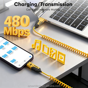 <span class=keywords><strong>Cable</strong></span> de resorte 4 en 1 Usb en espiral a L/Type-C 60W <span class=keywords><strong>Cable</strong></span> de carga rápida Coche <span class=keywords><strong>Android</strong></span> <span class=keywords><strong>Auto</strong></span> Diseño compacto Carga multidispositivo - Product Image 2