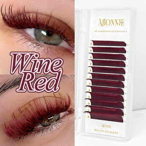 Extensions de <span class=keywords><strong>cils</strong></span> Abonnie Burgundy Premium en fibres ultra-douces, légères et confortables, effet naturel liftant, couleur unie. - Product Image 5