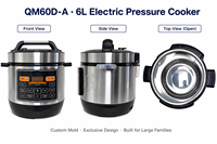 Cuisinière électrique à pression double tension 6L |   Casserole intérieure en acier inoxydable 304, multicuiseur 12-en-1, compatible OEM
