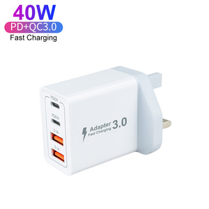 Enchufe del Reino Unido 4 puertos 40W 2A + 2C PD 20W Adaptador de corriente para la pared Cargador USB Tipo C para Apple <span class=keywords><strong>iPhone</strong></span> <span class=keywords><strong>14</strong></span> 15 16 <span class=keywords><strong>Pro</strong></span> - Product Image 2