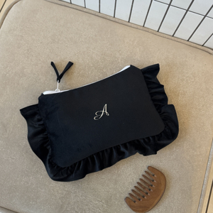 2026 New Personalized Logo Printed Cotton Embroidered <strong>Velvet</strong> Beauty Case Cotton Waffle <strong>Make</strong> <strong>up</strong> <strong>Bag</strong> with Customize Logo - Product Image 1