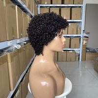 Perruque courte pour femme en cheveux humains brésiliens 12A, perruque ondulée naturelle, perruque noire pour femme, perruque pixie