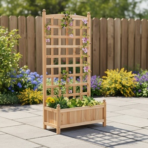 <span class=keywords><strong>Jardinière</strong></span> surélevée en bois avec treillis décoratif, bac à plantes en bois naturel, <span class=keywords><strong>jardinière</strong></span> d'extérieur pour plantes grimpantes et fleurs - Product Image 5
