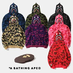 bape shark moletom com capuz space camo