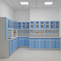 Armoire de clinique médicale, hôpital, acier inoxydable, moderne, 2 portes, 4 tiroirs, murale, durable, mobilier commercial, facile à assembler, métal
