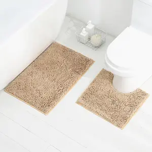 Banyo paspası seti 2 parça banyo kontur kilim tuvalet paspası setleri kaymaz şönil banyo duş matı