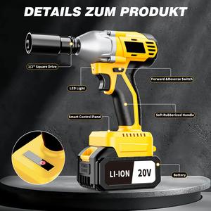 Ensemble de clés à chocs sans fil 3 en 1 20V, qualité industrielle, pour l'entretien automobile, alimentation par batterie, livraison directe prise en charge, entrepôts UE - Product Image 3