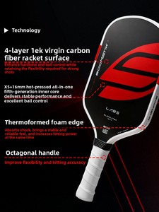 Raqueta de Pickleball Personalizada Selk T700 de Fibra de Carbono de 16 mm, Prensada en Caliente, Quinta Generación, Nivel de Competición Profesional, Marca USAPA LJC - Product Image 4