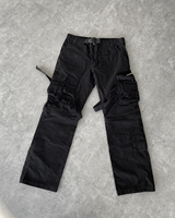 Celana Cargo Jogger Pria Bahan Katun Twill Ukuran Besar dengan Logo Kustom, Saku Resleting, dan Kancing Depan