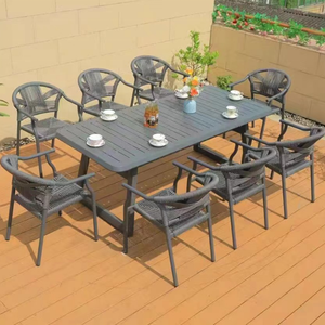 Nuovo arrivo corda in alluminio <span class=keywords><strong>cafe</strong></span> ristorante hotel giardino tavoli da pranzo con sedia set per esterni mobili da giardino - Product Image 1