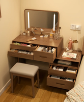 Table de toilette minimaliste en bois avec miroir, fabricant de tables de maquillage sur mesure