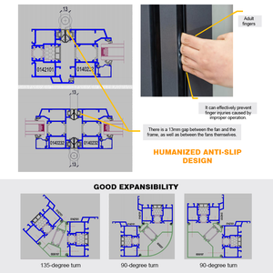 أبواب فناء منزلقة ثنائية قابلة للطي من الألومنيوم للشرفة من الألومنيوم - Product Image 5
