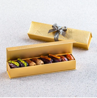 Boîtes magnétiques en papier métallisé doré de luxe Dates Emballage de chocolat de Dubaï Boîte pliable pour cadeau personnalisé pour biscuits et bonbons
