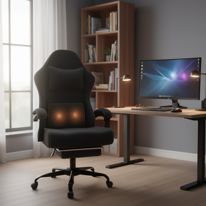 Sedia da Gaming Ergonomica in Pelle PU con Massaggio e Supporto Lombare, Girevole, per Ufficio e Giocatori - Product Image 2