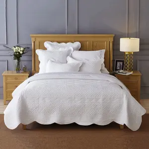 プロのカスタムモダンな綿100% 刺繍入りホワイトラグジュアリー羽毛布団カバー3 PCSホテル寝具セット