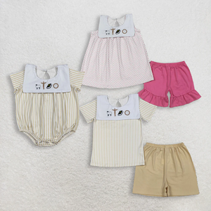 Conjuntos de ropa de primavera para bebés, niños y niñas, de 2 piezas, con blusas de manga corta con bordado cristiano y pantalones cortos de cintura elástica, para Pascua - Product Image 1