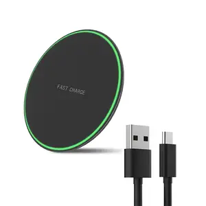 Trending 2023 Best 15W Qi Wireless Charger Pad Type C Charging Port LED Light Fast Charging Wireless Phone Chargers