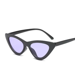QJC239 Girls Retro Modern Colorful Lens Shades Ladies Plastic Frame Eye Wear Women Cat Eye Sunglasses
