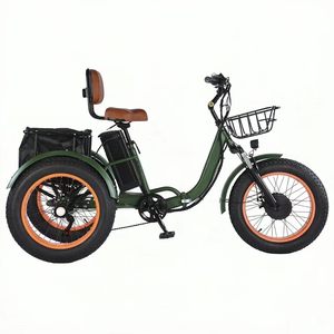 Tricycle électrique pliable à pneus larges de 4 pouces, moteur brushless, 7 vitesses, batterie lithium 48V13AH, assistance au pédalage et accélérateur intégrés au moyeu avant - Product Image 2