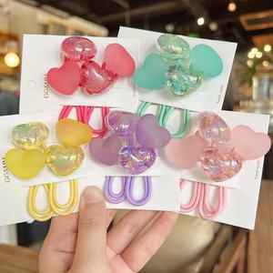 Personalizzato coreano semplice dolce 2 pz/set elastici per capelli per bambini opachi cuore rosa perline di plastica per bambini cravatte per capelli <span class=keywords><strong>accessori</strong></span> per capelli - Product Image 2