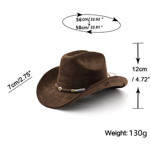 Cappelli da Cowboy Unisex in Poliestere Stile Western Americano, Casual Business, per Esterni, a Tesa Larga, Stile Long Horn Cattleman, Per Tutte le Stagioni - Product Image 5