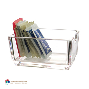 Crystal clear plastic tea bag holder / tabletop Sugar bag caddy / salt bag container