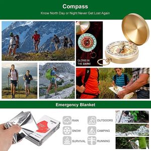 Kit de supervivencia al aire libre, herramienta multifunción compacta de aleación de aluminio de 21x11x5,5 cm, equipo de emergencia para acampar con brújula, cuchillo y linterna - Product Image 5