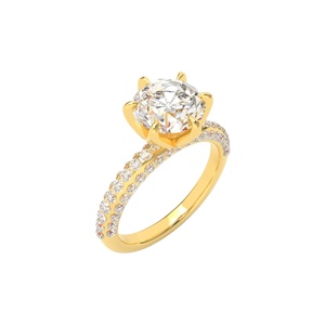 Bague de fiançailles solitaire en diamant de laboratoire rond certifié IGI avec or jaune massif 14K 18K - Product Image 3