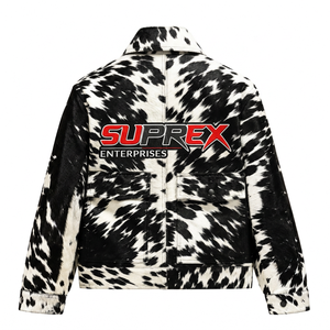 <b>Men</b> Cowhide Leather Jacket Fur Print Windproof Waterproof Breathable Casual Outerwear OEM Custom - Product Image 3